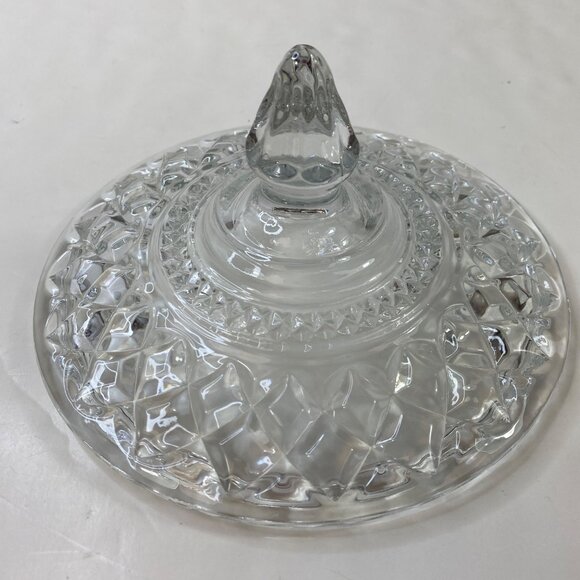 Anchor Hocking Wexford Crystal Pedestal Candy Bowl Dish With Lid Vintage - Picture 6 of 11